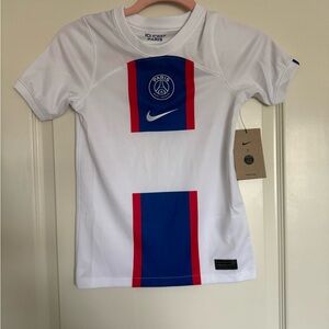 NWT Nike Kids PSG White and Blue Jersey